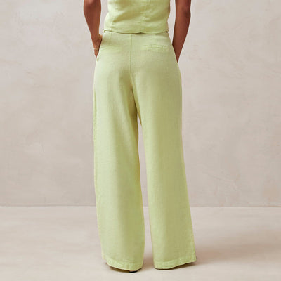Pantalones de Lino Puro Cintura Alta Rectos para Mujer - Image 4