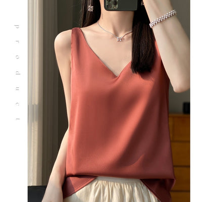 Blusa Suelta sin Mangas con Base Satinada Sedosa - Image 17