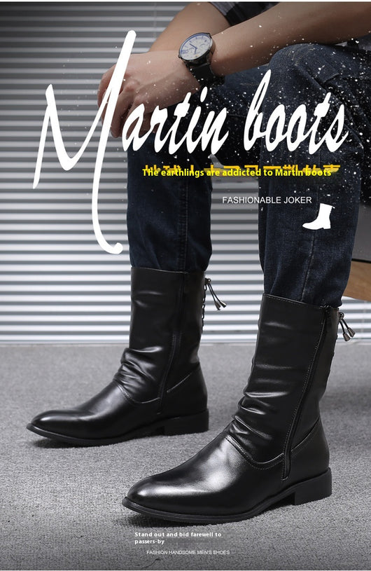Botas Altas de Cuero para Hombre Estilo Británico-Coreano - Image 9