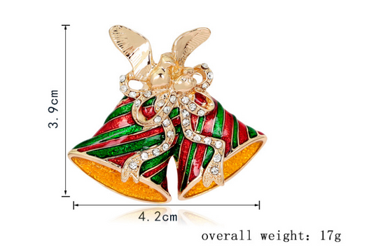 Broche Navideño Campana Oro con Diamantes Completos - Image 6