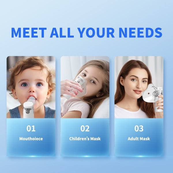 Nebulizador Portátil Silencioso de Malla Fina para Bebés y Familia