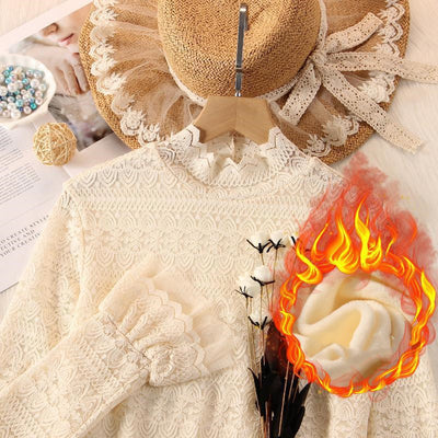 Blusa Cuello Alto con Encaje y Malla Aterciopelada Plus - Image 6
