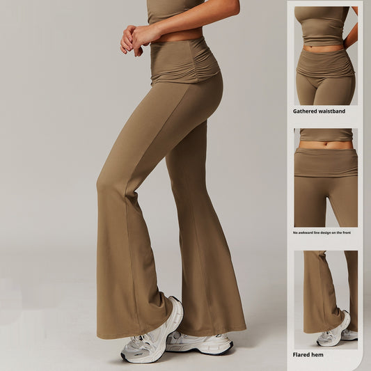 Pantalones Yoga Plisados Cintura Alta para Mujer - Diseño Acampanado Versátil - Image 2