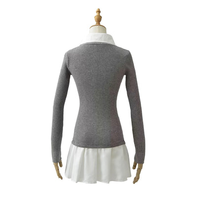 Suéter Preppy Falso Dos Piezas para Otoño e Invierno - Image 20