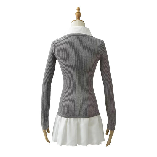 Suéter Preppy Falso Dos Piezas para Otoño e Invierno - Image 20
