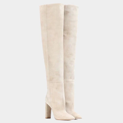 Botas Over The Knee con Tacón Grueso y Pliegues - Acabado Mate - Image 17