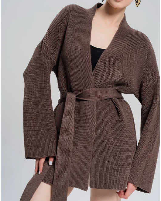 Cardigan Tejido de Cachemira con Cinturón Integrado - Image 10