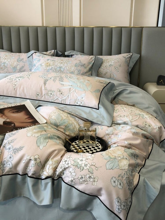 Juego de Cama de Algodón Premium Estilo Campestre con Flores Digitales - Image 45