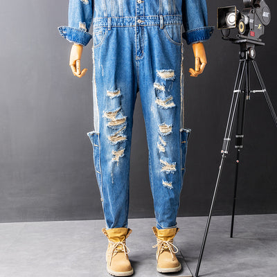 Mono Cargo Hip Hop Denim Rotos con Lavado Urbano - Image 3