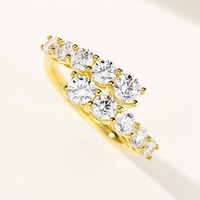 Anillo de Plata 925 Doble Capa con Diamantes de Imitación y Diseño Abierto - Image 3