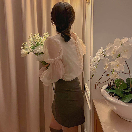 Blusa Romántica Elegante con Mangas Volantes Estilo Francés para Mujer - Image 7