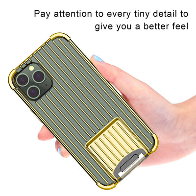 Funda Metálica Electrochapada para Teléfono con Diseño de Maleta