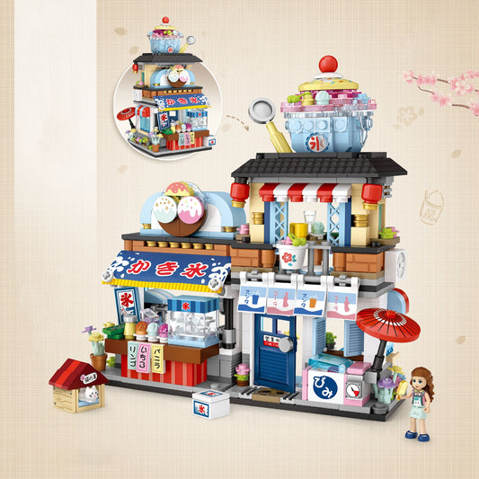 Set de Bloques de Construcción Miniatura - Tienda de Takoyaki y Heladería
