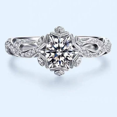 Anillo de Diamante Moissanita de Lujo con Incrustaciones Románticas - Primera Nieve - Image 8
