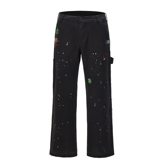 Pantalones Acampanados de Mezclilla Artesanal con Costura de Grabado y Tinta - Image 9