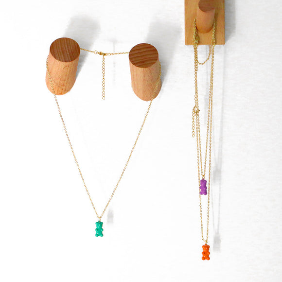 Collar Colgante Osito Adorable con Efecto Goteo de Color - Inspiración Bosque
