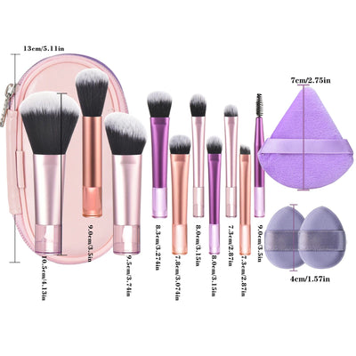 Set de Brochas de Maquillaje Portátil con Estuche de Viaje - Image 3