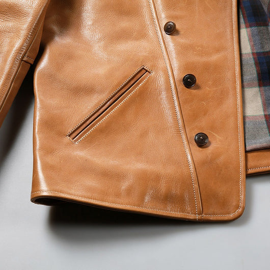 Chaqueta de Cuero para Hombre Solapa Clásica Gamuza Encerada - Image 20