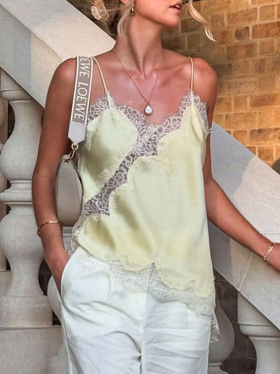 Camiseta Elegante Asimétrica con Encaje para Oficina - Image 19
