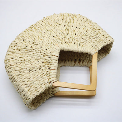 Bolsa de Mano Lunar con Asa de Madera y Paja - Image 7