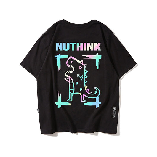 Playera Corta Reflectante con Diseño Dinosaurio para Hombre - Image 5