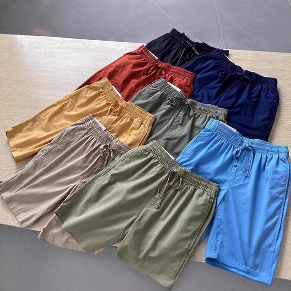 Pantalones Cortos Casuales de Algodón Puro con Cintura Elástica para Hombre