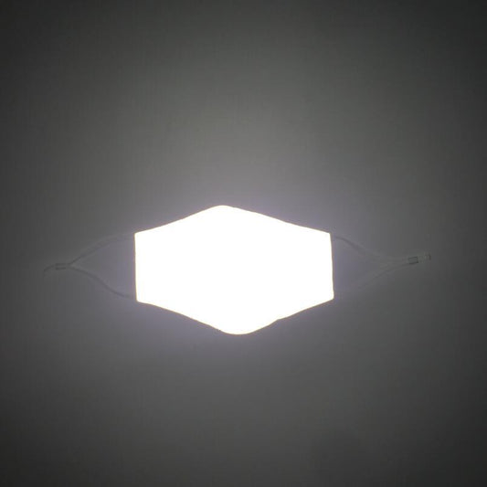Bright white reflective face mask with ear loops, glowing against a dark grey background. - Image 2
