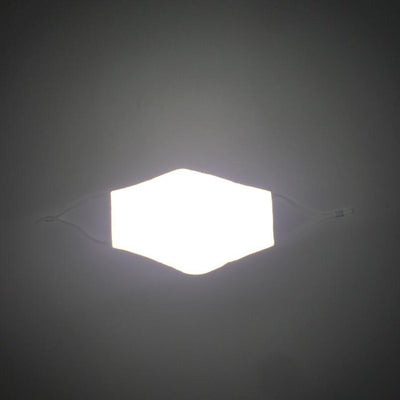 Bright white reflective face mask with ear loops, glowing against a dark grey background. - Image 2