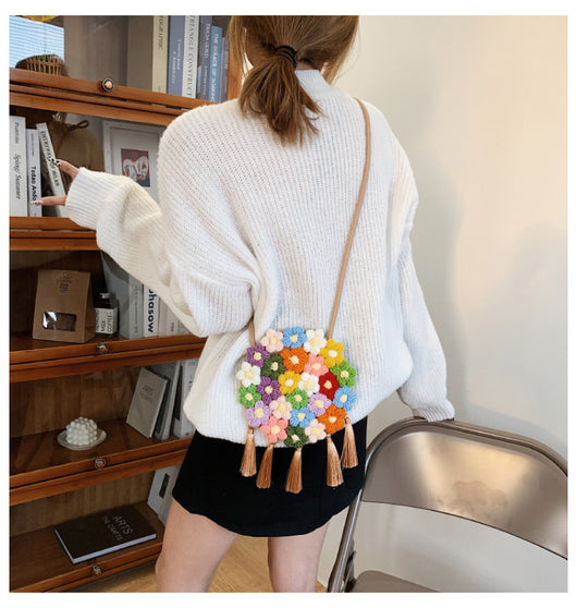 Bolsa Redonda Étnica Esponjosa para Mujer - Diseño Floral 2025 - Image 22