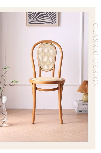 Sillas de Comedor Vintage Francesas de Madera Maciza con Tejido de Ratán - Image 21