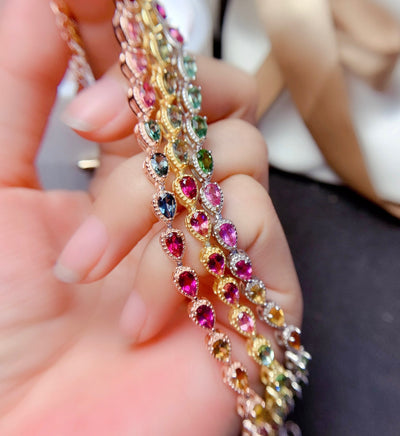 Pulsera de Turmalina Multicolor Natural para Mujer - Image 3