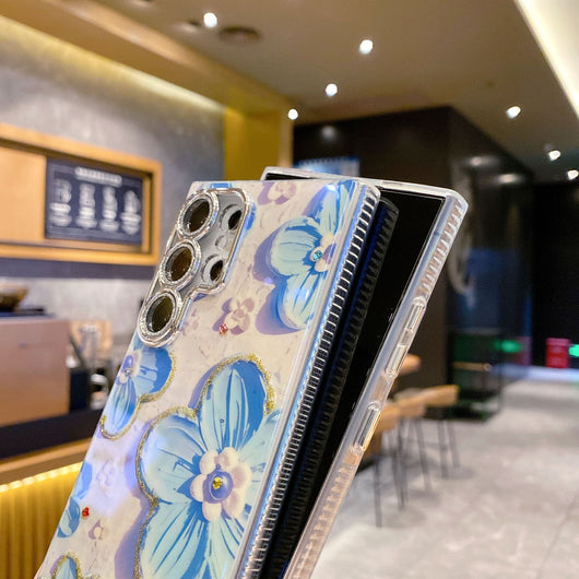 Funda para Celular con Diseño Floral de Diamantes y Protección de Lente - Image 31