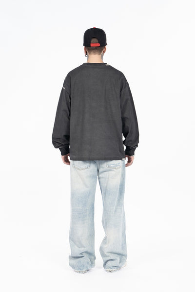 Camiseta Manga Larga Oversize Tejida a Mano para Hombre - Algodón Pesado - Image 21