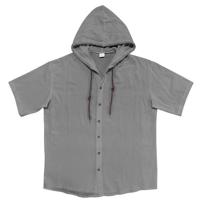 Camisa Suelta con Capucha y Manga Corta para Hombre - Image 30
