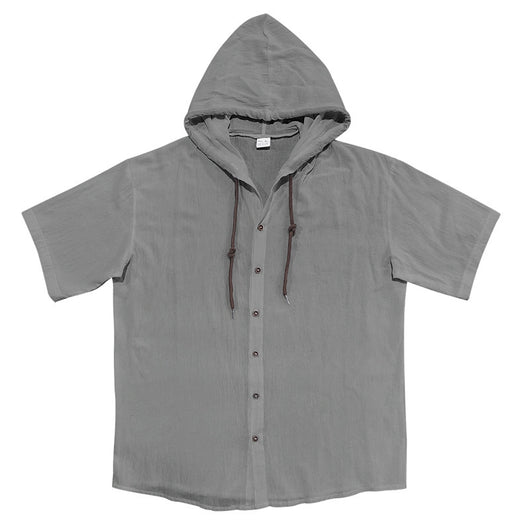 Camisa Suelta con Capucha y Manga Corta para Hombre - Image 30