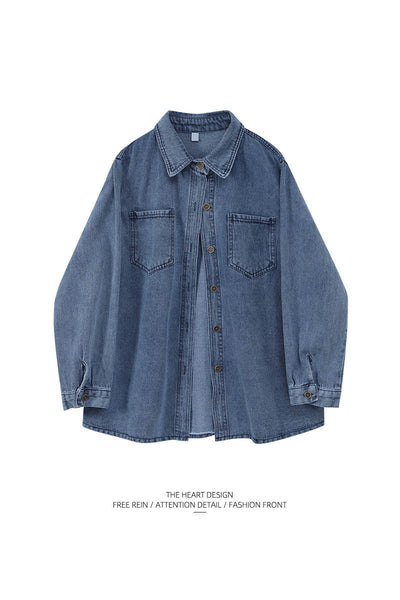 Chaqueta Denim Retro Suelta para Mujer - Diseño Moderno de Manga Larga - Image 3