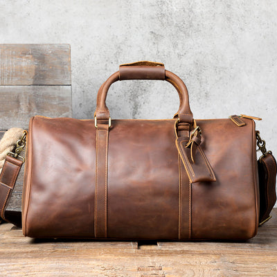 Bolsa de Viaje Retro en Cuero Genuino - Gran Capacidad para Hombre - Image 4