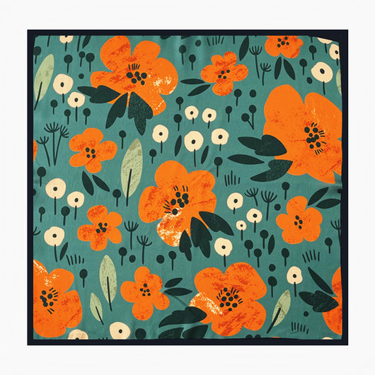 Pañuelo de Seda Estampado Floral Cuadrado Pequeño - Image 14