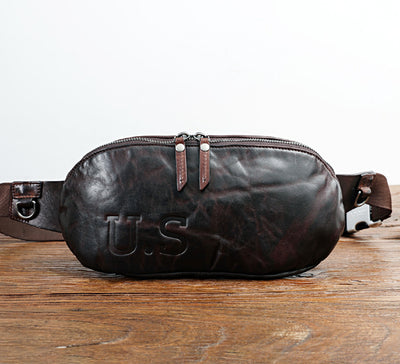Bolso de Cuero Vintage para Hombre - Bandolera Pecho Efecto Envejecido - Image 8