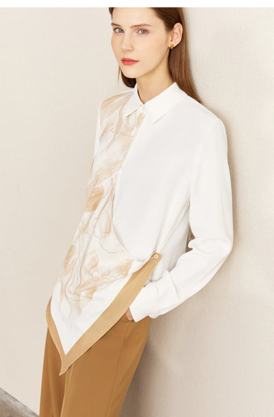 Blusa Satinada Blanca de Largo Medio con Diseño Asimétrico - Image 10