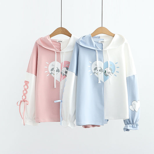 Chaqueta Sudadera con Capucha Estampado Perro Love - Diseño Asimétrico para Ella - Image 5