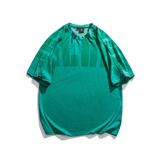 Camiseta Retro Japonesa Manga Corta Hombre Cuello Redondo Suelta - Image 3