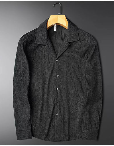 Camisa Manga Larga Cuello Cubano con Pliegues para Hombre - Image 11