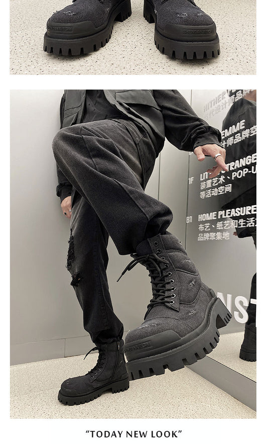 Botas Martin Retro Gruesas con Detalles Rotos - Estilo Workwear Distressed - Image 9