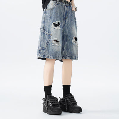 Shorts de Mezclilla Desgastados con Estilo Vintage - Image 6