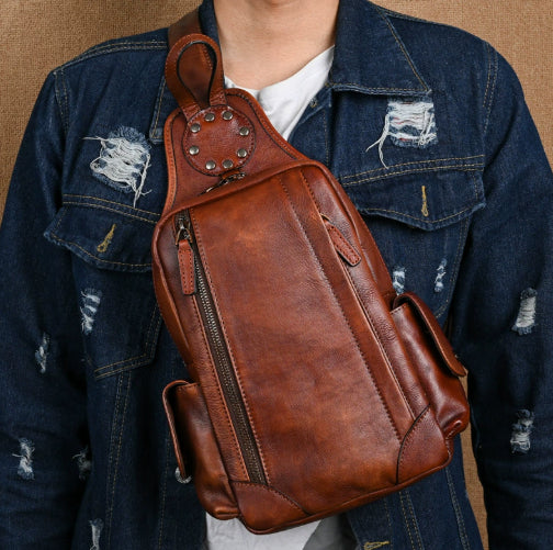 Bolsa Crossbody de Cuero Genuino para Hombre - Estilo Vintage - Image 7