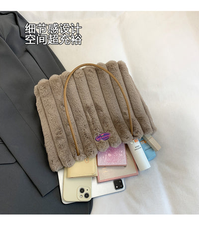 Bolso Tote Grande de Felpa para Otoño e Invierno - Image 30