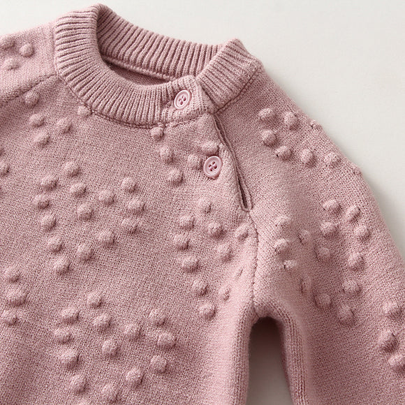 Conjunto Infantil de Suéter y Pantalón Tejido en Colores Sólidos