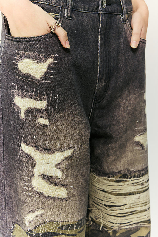 Pantalones Jeans Rectos Holgados con Estampado Digital Barba de Gato - Image 17