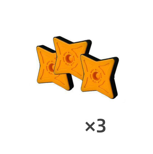 Three orange and black star-shaped sticky balls for a dart game, shown against a plain white background. - Image 18